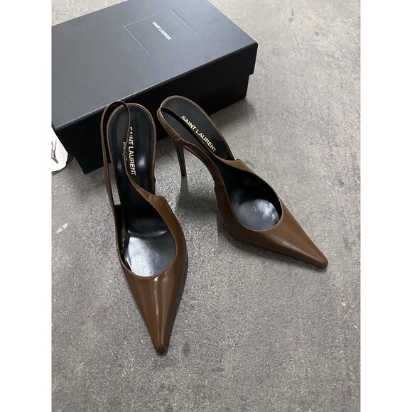 Saint Laurent Vendome Slingback Pump Heels Soil Brown - Picture 1 of 8